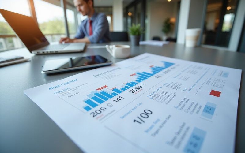 Calendar and business timeline documents showing company history, time in business concept, professi