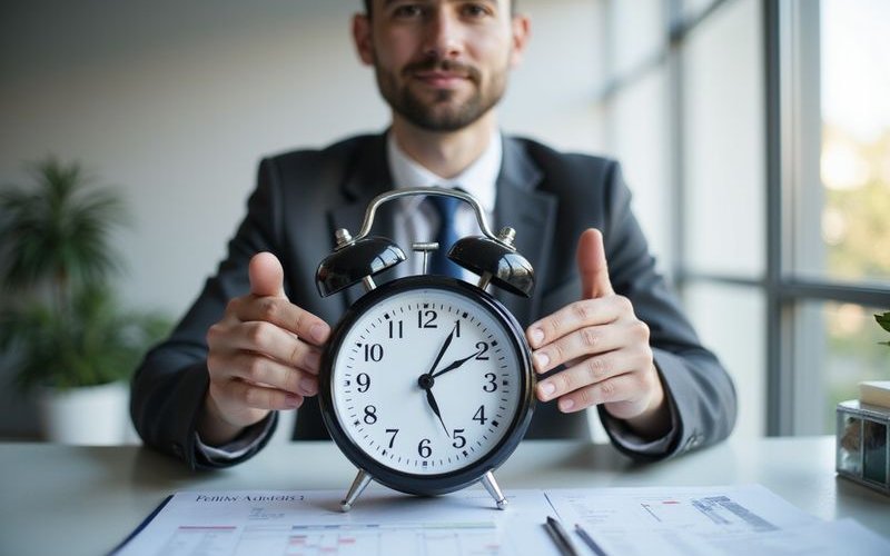 Clock and calendar showing time comparison, urgent business decision concept, professional business 