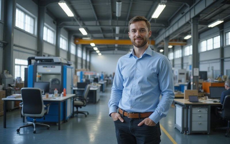 Manufacturing facility interior showing industrial equipment, B2B business environment, wholesale op